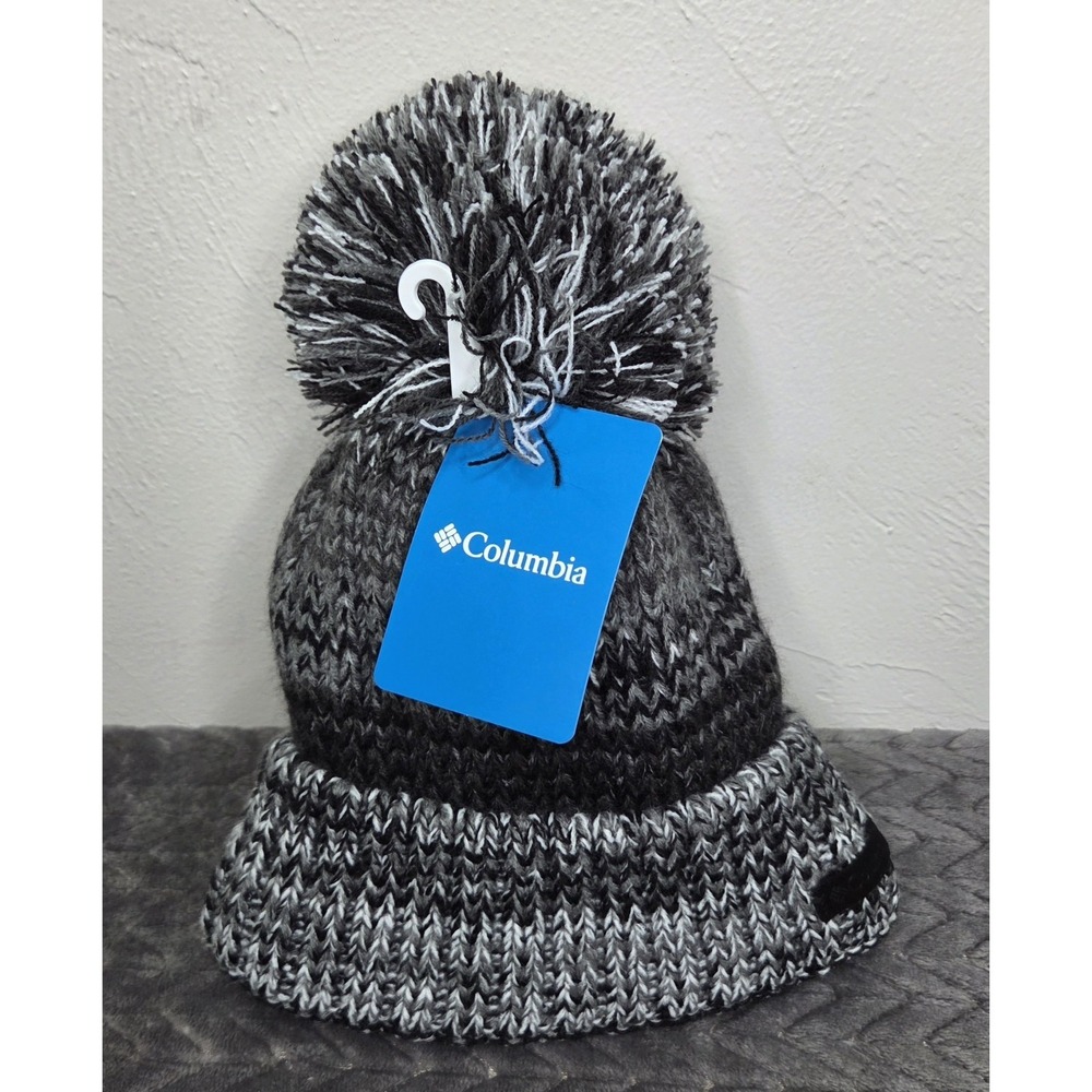 *NEW w/Tags Columbia‎ Unisex Onesize Winter Gray Pom Pom Beanie Hat Fleece Lined